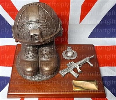 Royal Marines Regiment Boots and Virtus Helmet with SA80